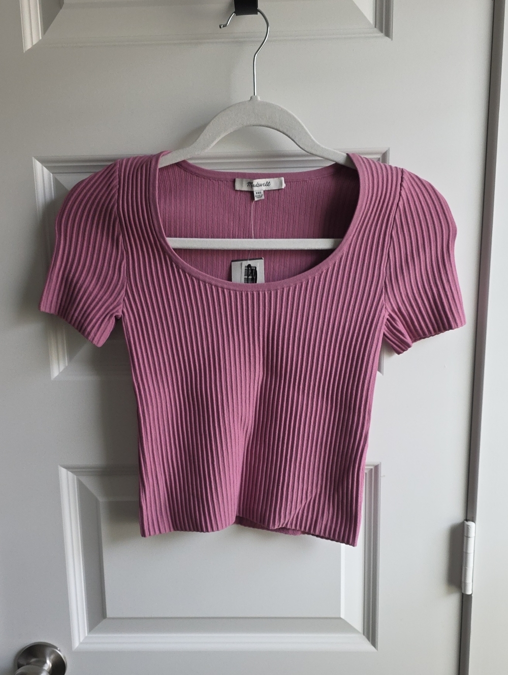Madewell Ribbed Scoop Neck Short Sleeve Top - Pink Mauve XXS G194